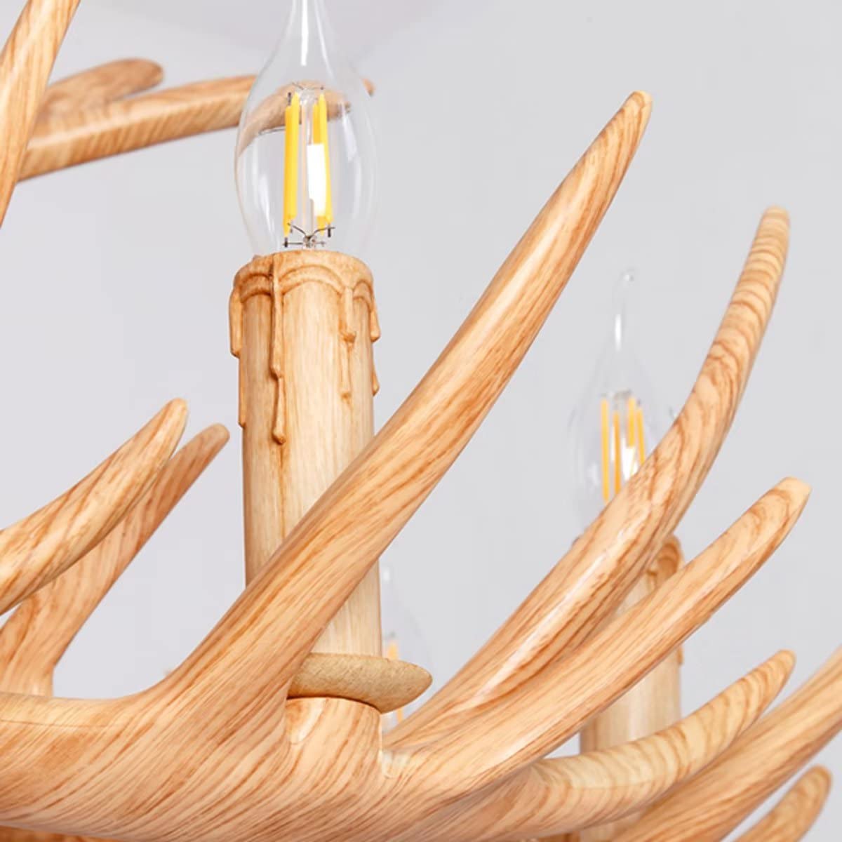 Lampadario da Soggiorno Creativo in PVC Effetto Legno, Lampada retrò Industriale con Corna di Cervo, Negozio di Abbigliamento, homestay, Ristorante, lampade Decorative (9+6), Comodo annivers