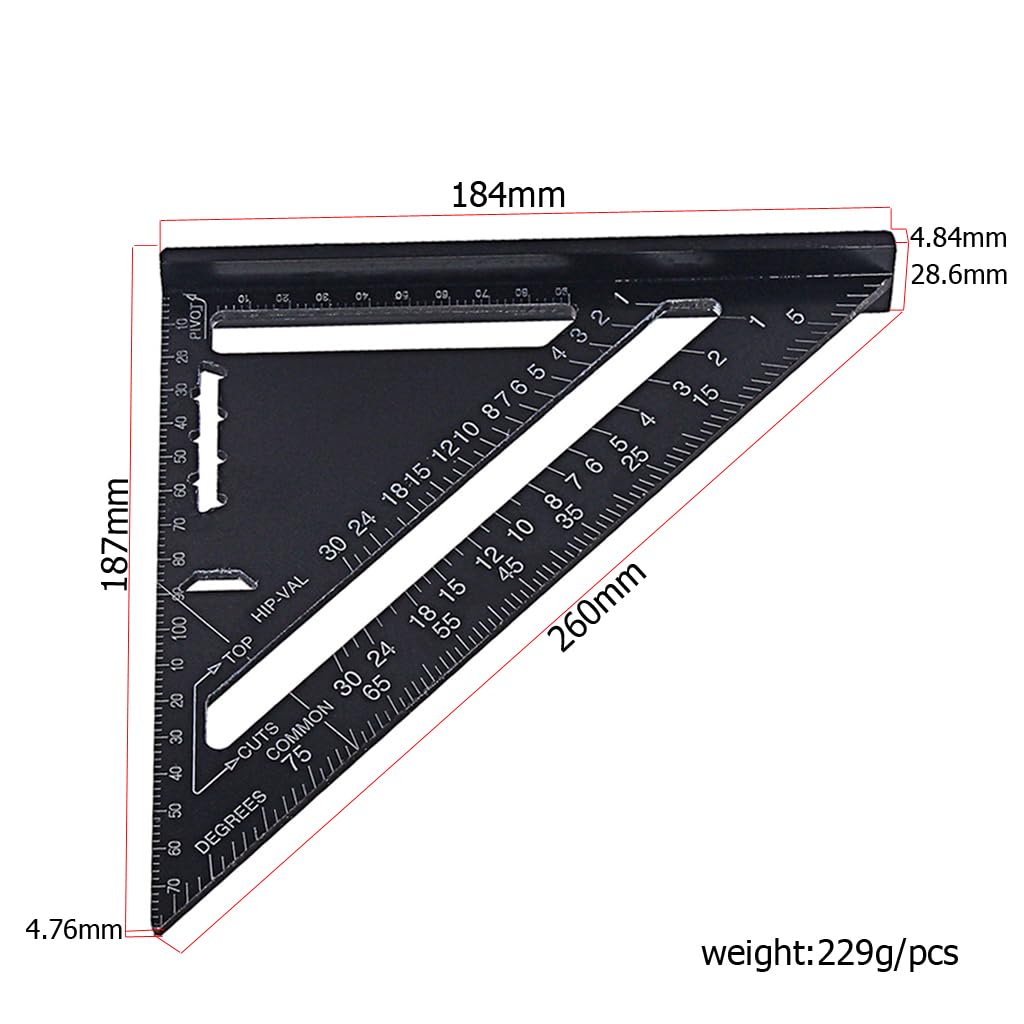 RuiJOTWAT Aluminum Alloy Speed Square Protractor Miter Framing Tri-square Line Scriber Saw Guide Measurement Meter Square Carpenter Ruler - Image 2