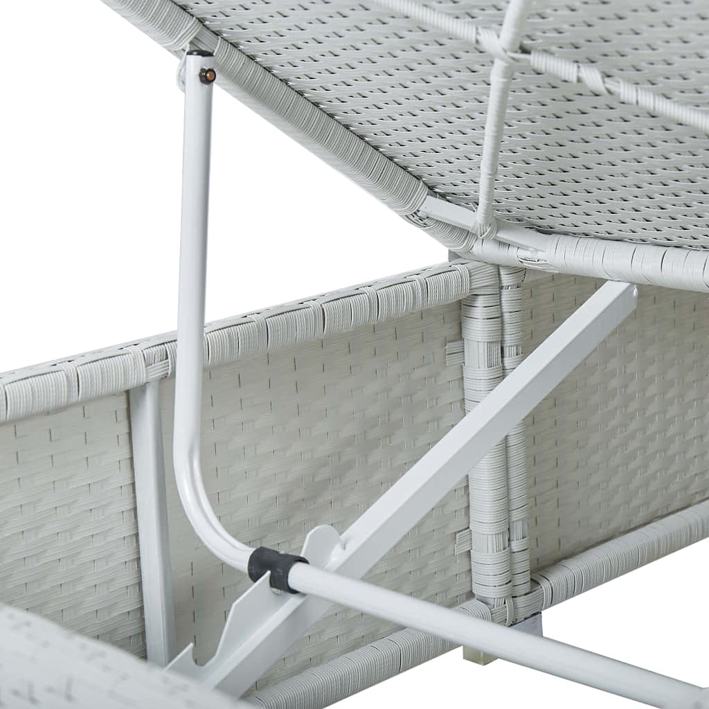 vidaXL Lettini Prendisole con Tavolino 3 pz in Polyrattan Bianco