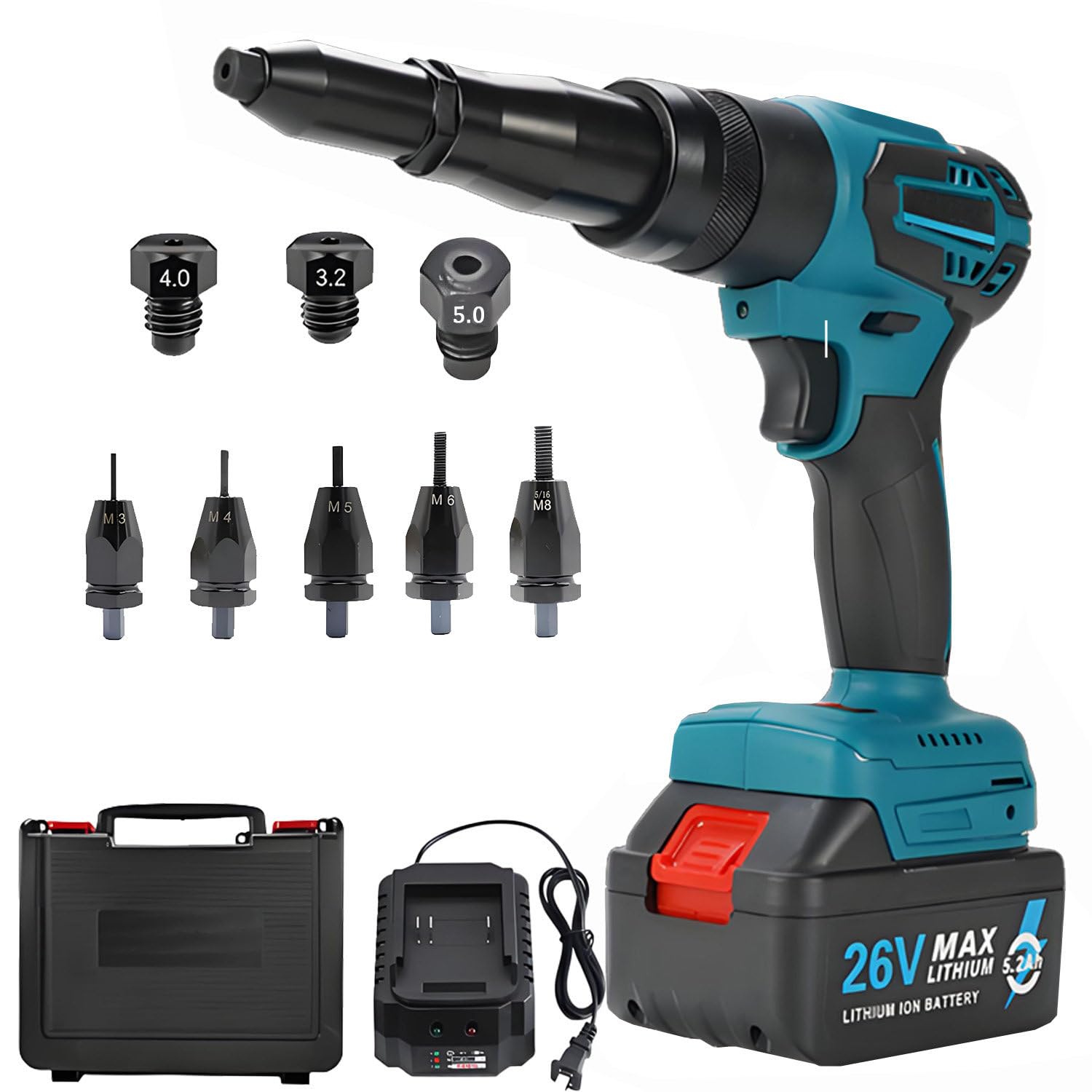 CelyToe 26V Brushless Cordless Rivet Gun, Electric Blind Riveter Tool Kit dual-useversion