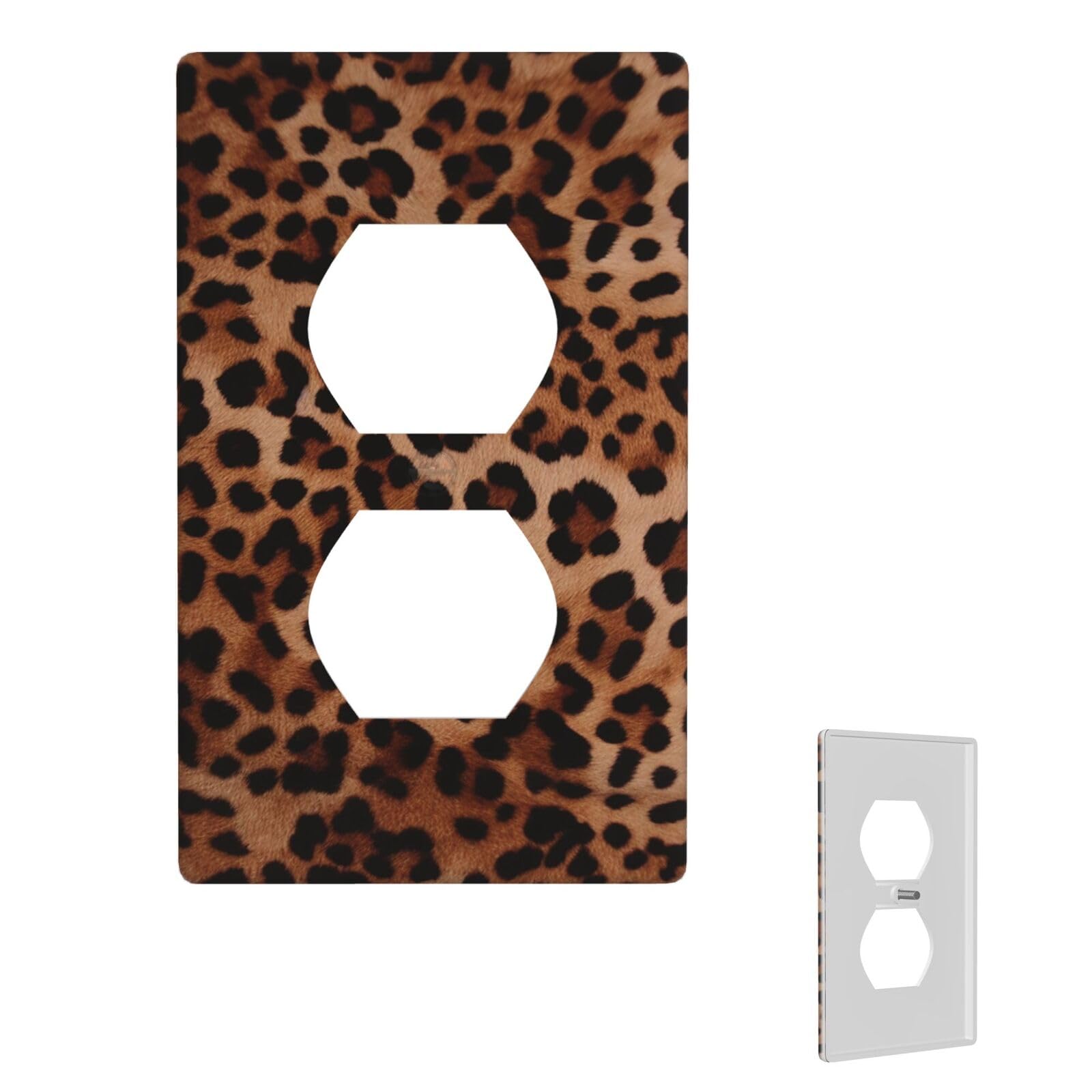 1-Gang Decorator Wall Plate Leopard Print Light Switch Cover Single Gang Receptacle Wall Plate Standard Size 4.5" x 2.76" Wallplate Unbreakable Polycarbonate Outlet Faceplates Cover