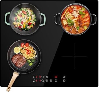 Panana Induction Hobs, Black Glass Built-in 4 Zone 7600W 60-centimetre Electric Induction Cooker with Sensor Touch Control