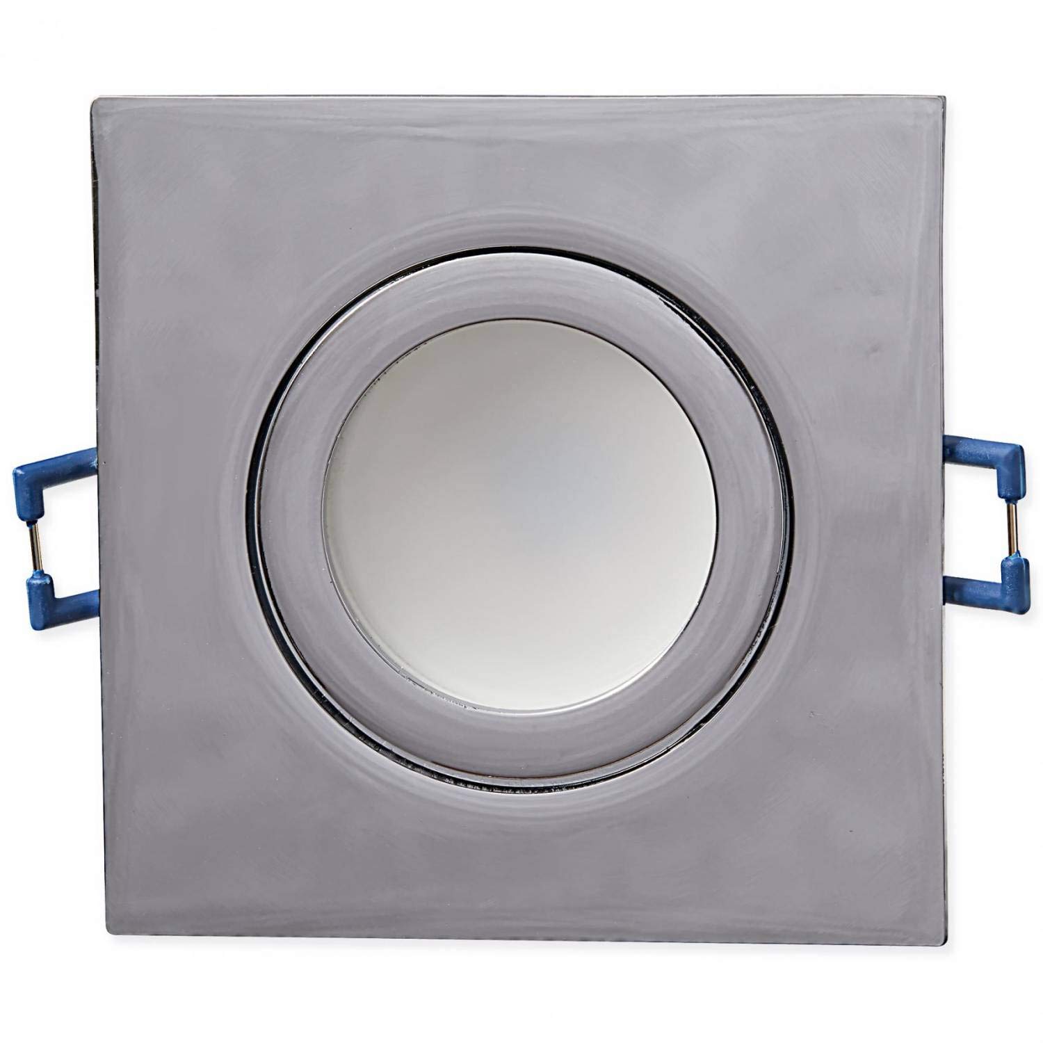 Juego de 6 focos LED empotrables IP44, cromados, rectangulares, 9 W, blanco cálido, 230 V, GU10, para baño, ducha, exterior, como plafón de techo, empotrable, 60 mm