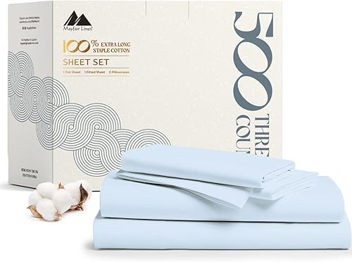 Juego de las mejores sábanas de 500 hilos tamaño King hecho 100 % de algodón peinado de fibras largas juego de sábanas profundas de 4 piezas