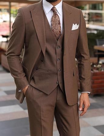 Men's 3 Pieces Suit Slim Fit Suits for Men Wedding Formal Business Suit Groom Prom Tuxedo Dinner Party