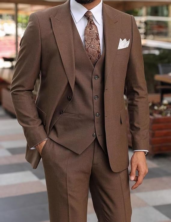 Men's 3 Pieces Suit Slim Fit Suits for Men Wedding Formal Business Suit Groom Prom Tuxedo Dinner Party