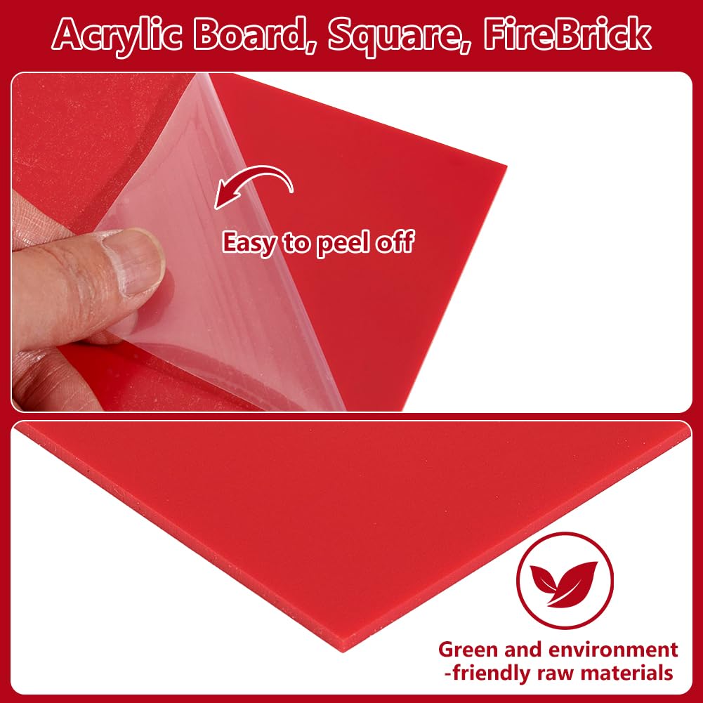 UNICRAFTALE 4 Pièces 25.4x25.4 cm Feuille Acrylique Carrée Rouge Feuilles Acryliques pour Découpe Laserss 2 mm d'Épaisseur Feuille de Perspex Transparente Feuilles de Plastique pour Cadre Projet