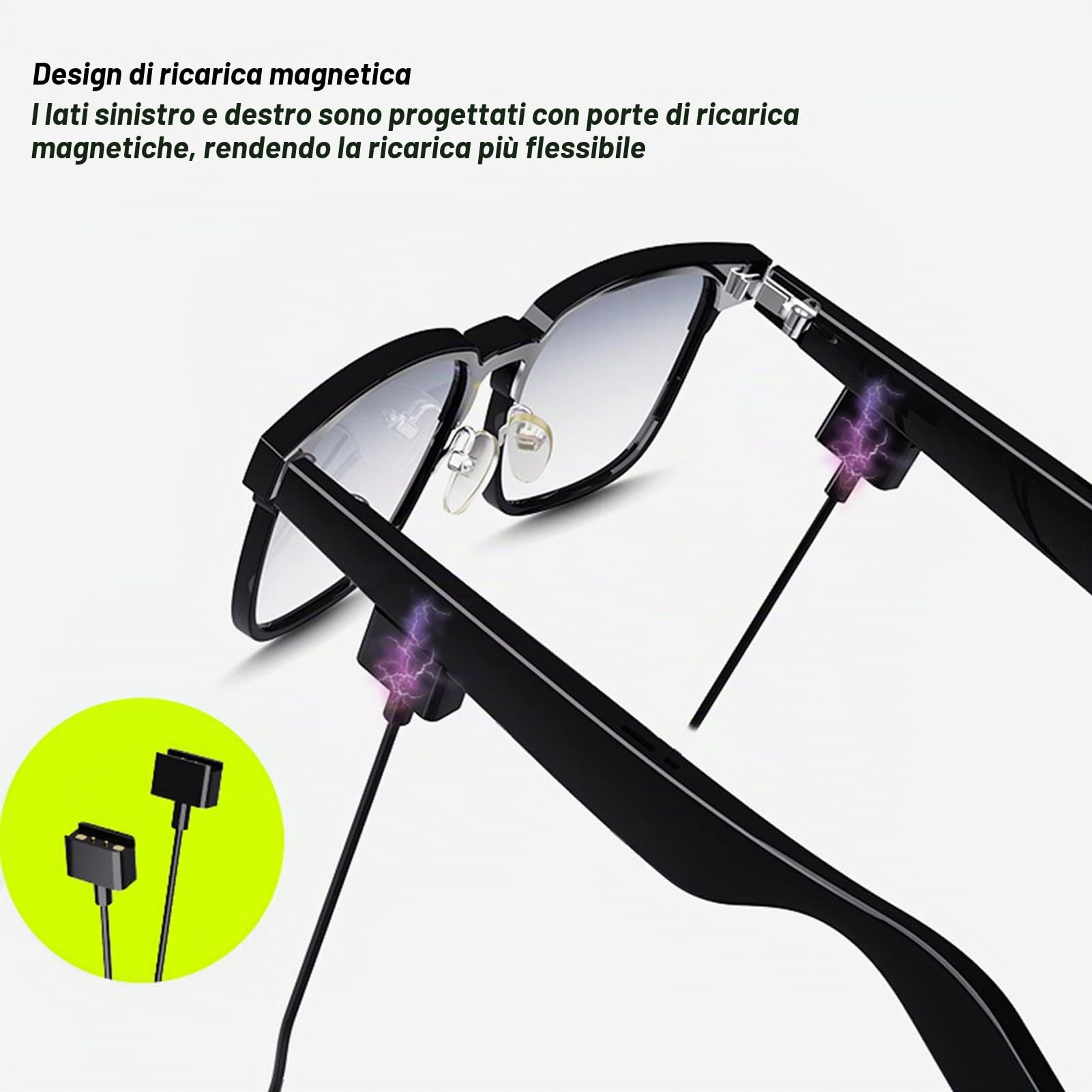 Smart Audio Glasses, Bluetooth 5.3 Open Ear Music Glasses con Doppi Altoparlanti Integrati, Blocco della Luce Blu, Impermeabili IPX4, Occhiali Intelligenti Professionali per Uomo