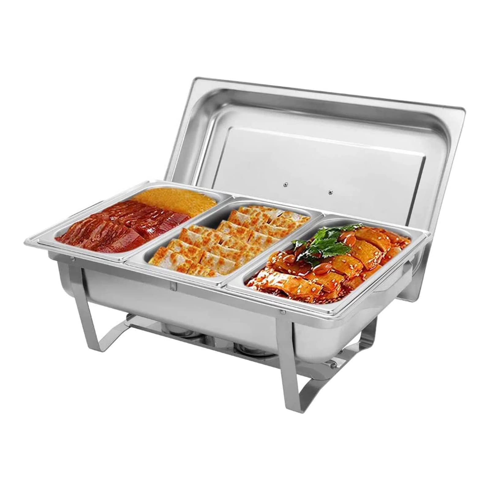 Juego de recipientes para Servir Buffet de 9 litros de Acero Inoxidable con recipientes Calentadores de Alimentos de tamaño 1/3 para cenas, Fiestas y Bodas.