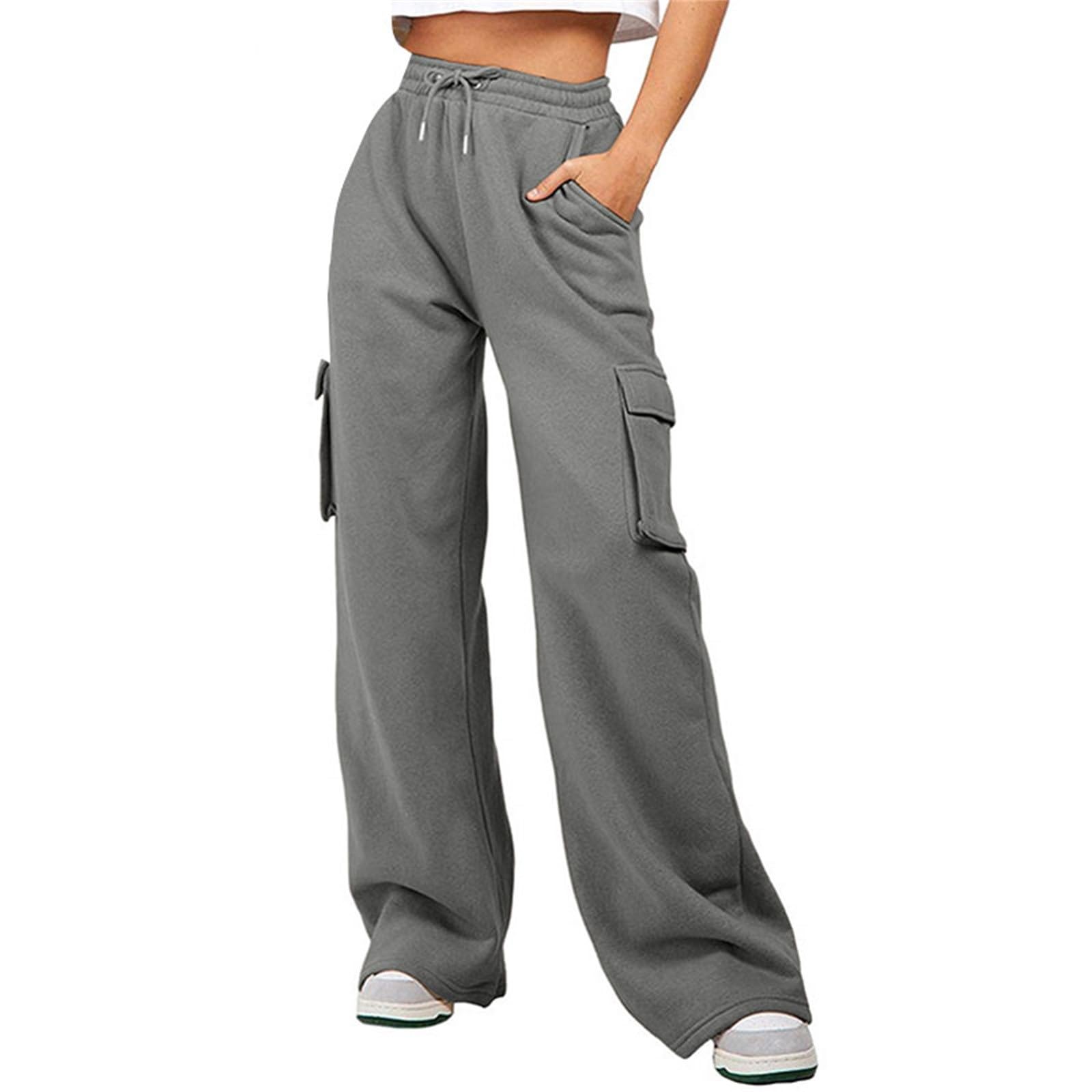 DGZTWLL - Pantaloni cargo da donna, a vita alta, vestibilità ampia, con tasche