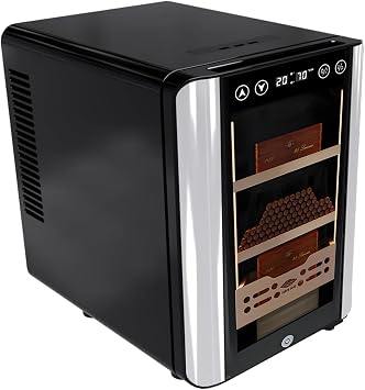 Electric Humidor, 25l 150 Counts Large Capacity,Temperature And Humidity Control With Spanish Cedar Wood Shelves, Digital Led Screen, Safety Lock, 360  Circulation System