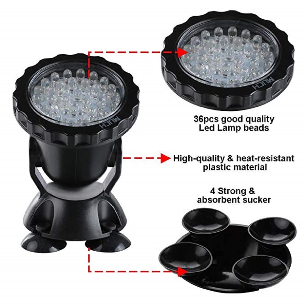 LED-Glühbirnen, 1/2/3/4/5 Stück/Set, Aquariumbeleuchtung, wasserdicht, IP68, RGB, 36 LEDs, Unterwasser-Scheinwerfer für Schwimmbecken, Springbrunnen, Teich, Wassergarten, LED-Glühb