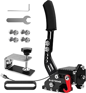 Easyhomie Freno de Mano USB de PC con Base Fija y Accesorios para Logitech G27 / G29 / T300 FANATEC, Profesional, Adaptable y Ajustable (Negro)