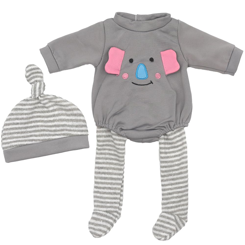 ZWOOS Ropa para Muñecas 35-43 cm, Conjunto de Conejito Gris Compatibles con Baby Born, Baby Annabell, Nenuco y más, Regalos para Niñas y Niños