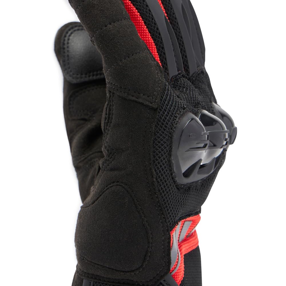 DAINESE - Mig 3 Air Tex Gloves, Guanti Moto Estivi, Tessuto Ventilato, Protezioni sulle Nocche, Touch Screen, Nero/Rosso, XL