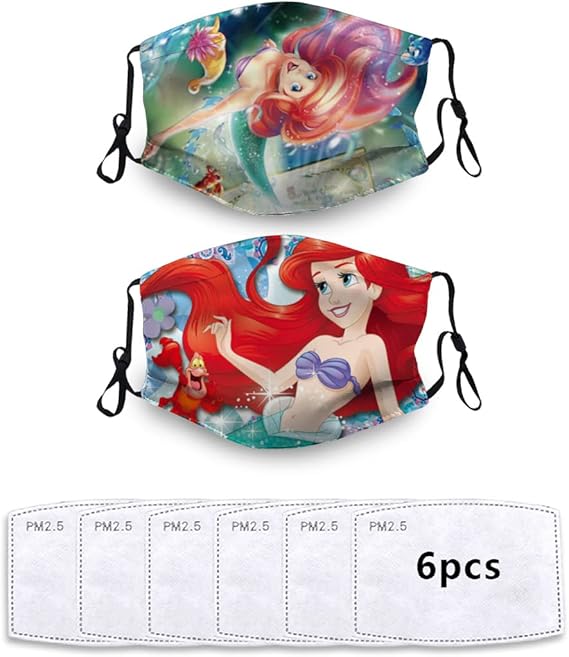 Amazon ディズニー プリンセス リトル マーメイド 布マスク 洗える スポーツマスク 2枚セット 繰り返し 洗える こども用 大人用 秋冬用 息苦しくない 耳紐 調節可能 男女兼用 ランニング 運動用 Hanajirl 布マスク