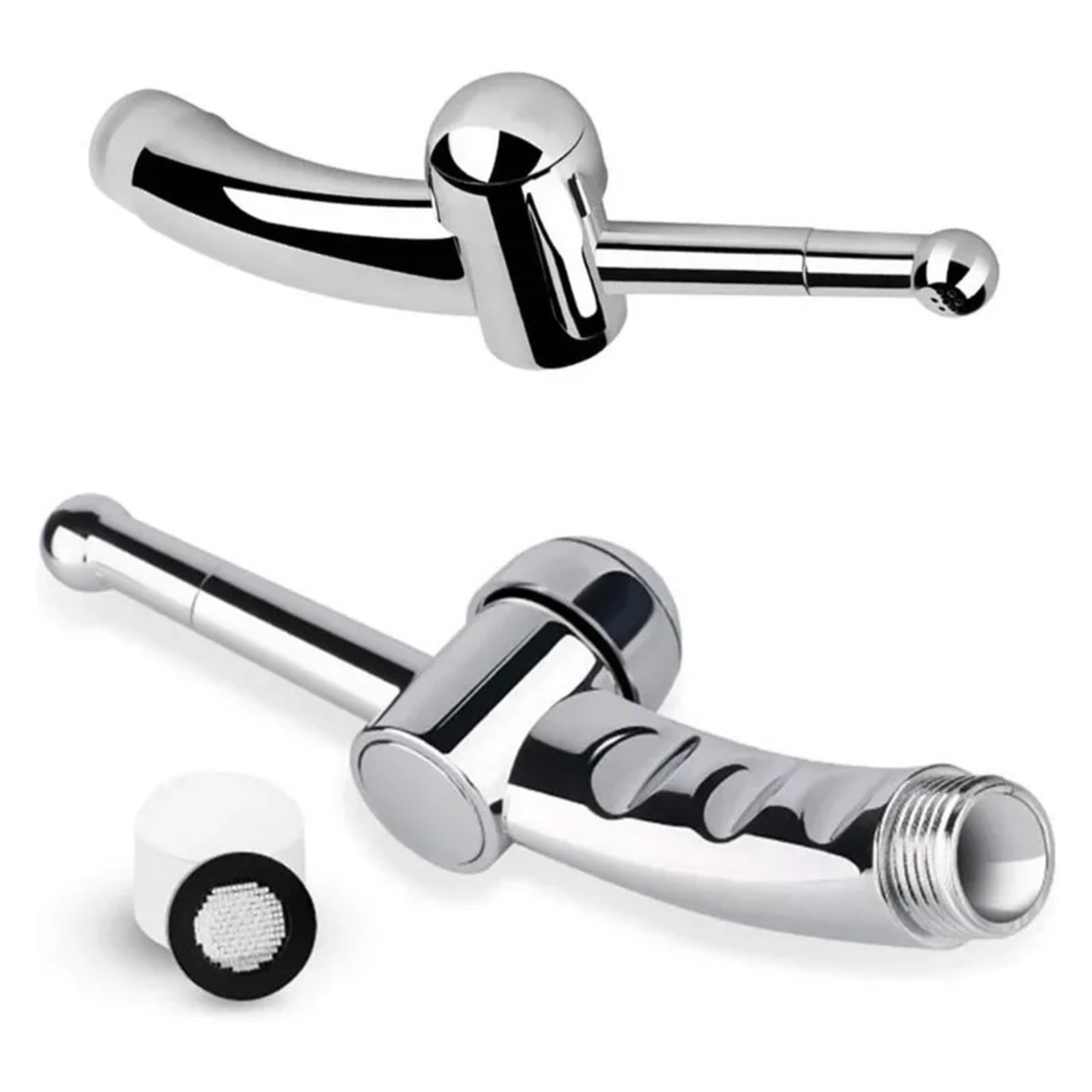 Utensilios de limpieza for instrumentos de salchicha larga con enjuague anal trasero de crisantemo, cabezal de lavado for baño de asiento personal(Sliver 1Set)