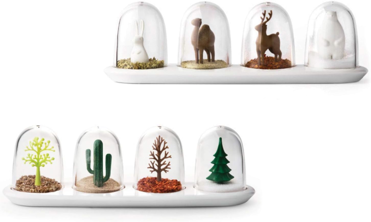Kitchen Seasoning Jar with Tray, Four Seasons & Animal Parade Design, 4 in 1 Shaker
