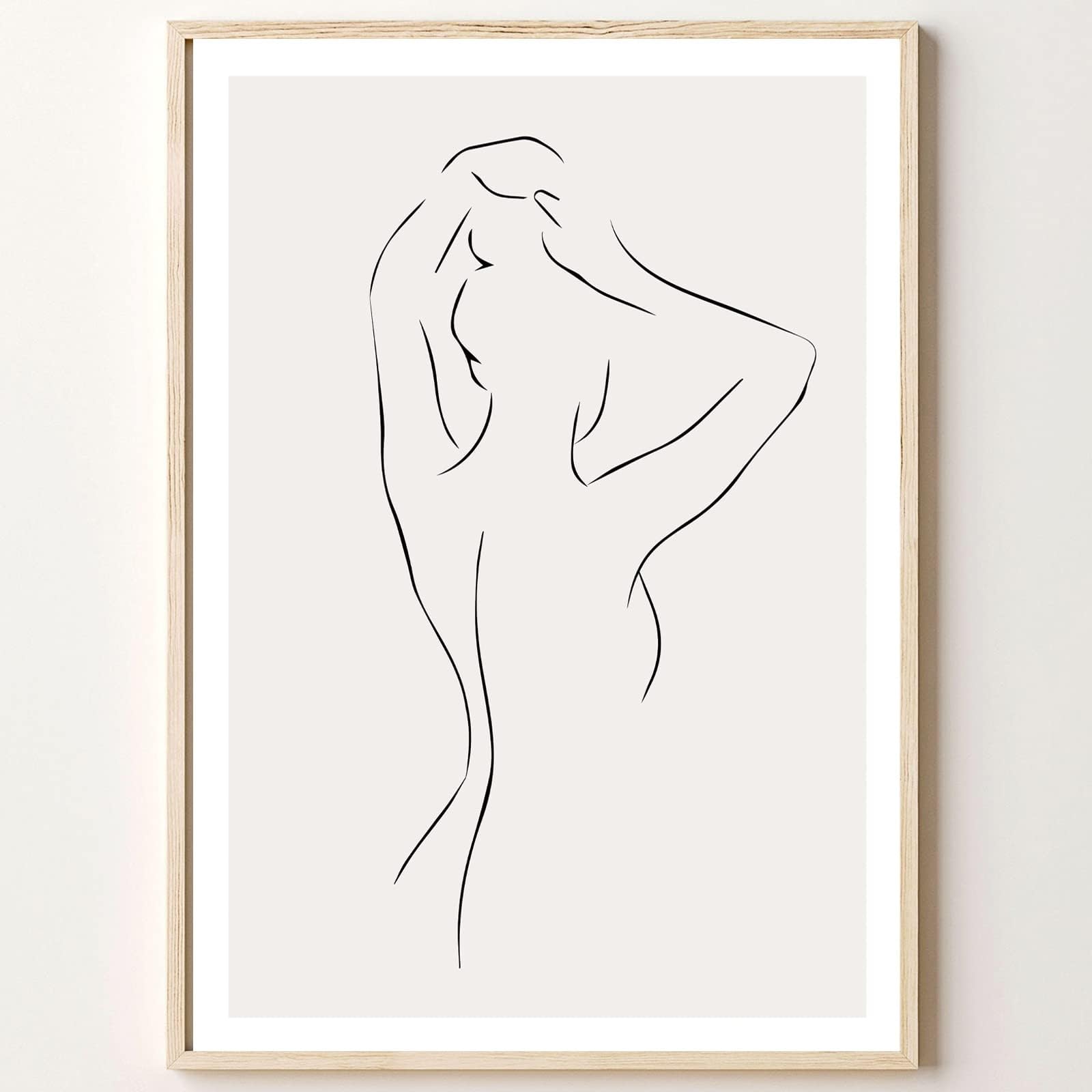 Abstract Female Art Wall Decor - Black and White Line Drawing Prints for Bedroom 16x24inch