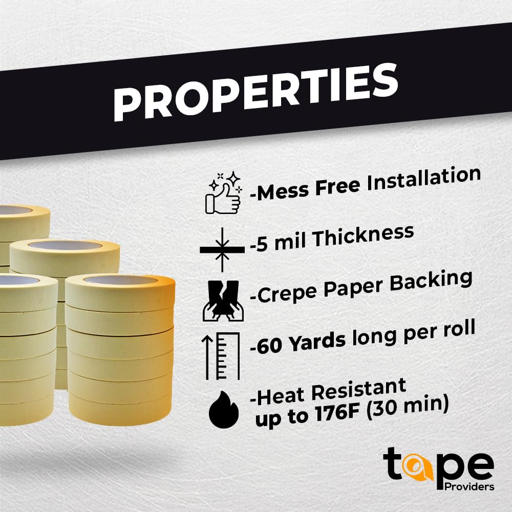 WOD MT5 Utility Grade Masking Tape, 6 inch x 60 yds. for Home or Office air-Dry Painting, Labeling, & Packing. Leaves no Residue