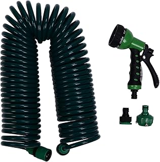 Mangueira de água de jardim bobina 15 m bocal de mangueira de EVA de 15 m, bico de mangueira de jardim padrões de pulverização de irrigação ajustáveis, pulverizador de mangueira de água para irrigação e lavagem