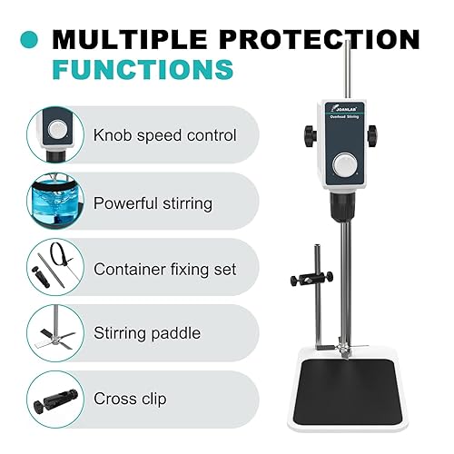 Miniatura 5 de JOANLAB Agitador de laboratorio Agitador de laboratorio 10L Varilla de agitación y soporte de acero inoxidable Mezclador velocidad ajustable