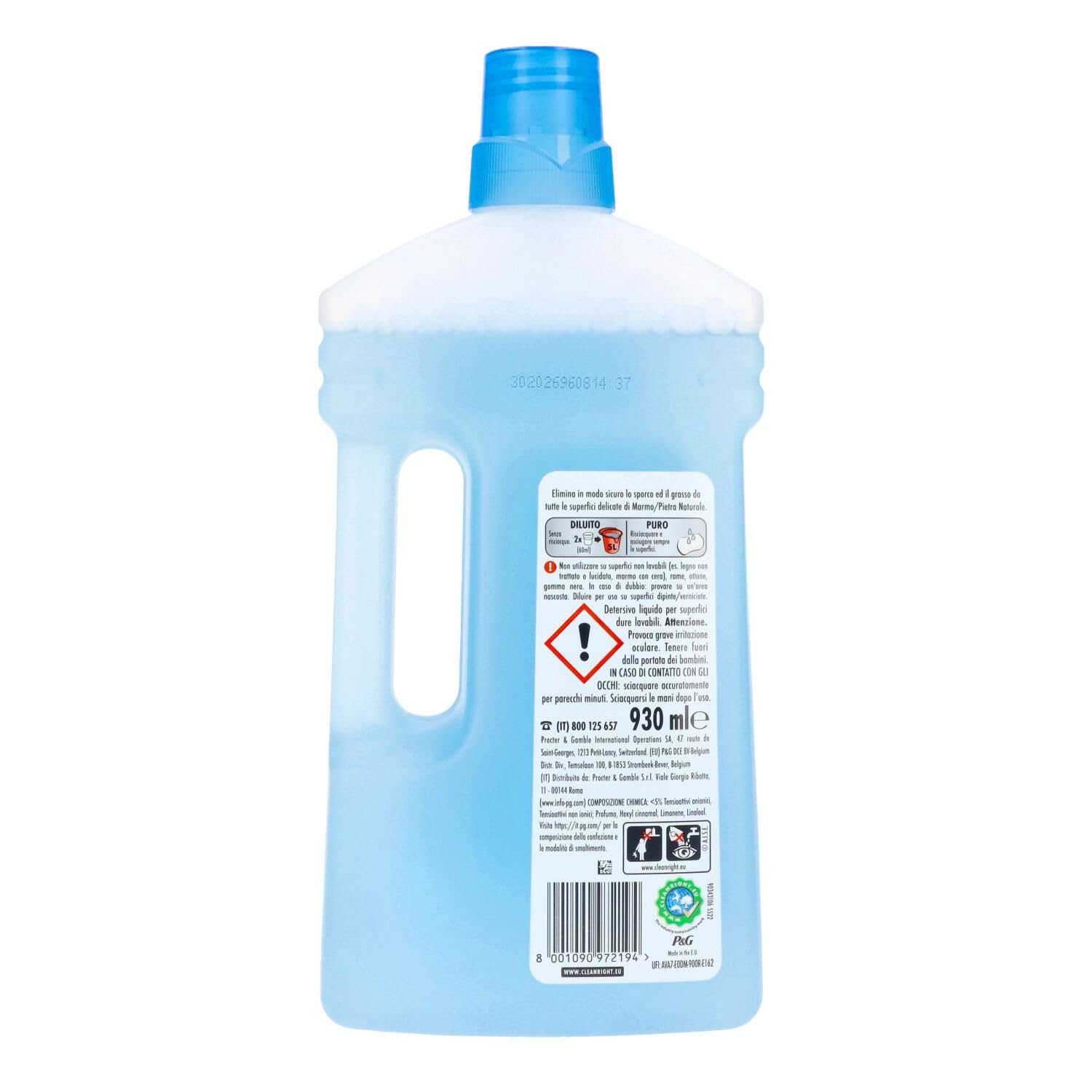 Mastro Lindo Liquido Pavimenti Marmo - Limpiador líquido para suelos (12 unidades, ideal para superficies delicadas de mármol, 930 ml, incluye llavero Beni Culinari gratuito)