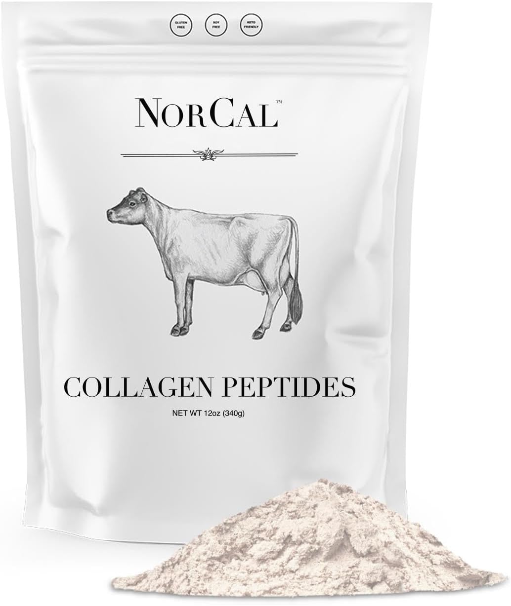 Norcal Hydrolyzed Collagen Peptides, 12oz | 20g Protein, 0g Carbs/Fat | Grass-Fed Brazilian Cows | for Easy Mixing & Bioavailability | US GMP Certified Norcal Hydrolyzed Collagen Peptides, 12oz | 20g Protein, 0g Carbs/Fat | Grass-Fed Brazilian Cows | for Easy Mixing & Bioavailability | US GMP Certified