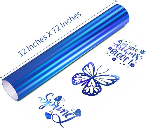 Miniatura 3 de GIRAFVINYL Vinilo holográfico de transferencia de calor de color morado claro arcoíris de 12 pulgadas por 6 pies, vinilo HTV para camisetas,