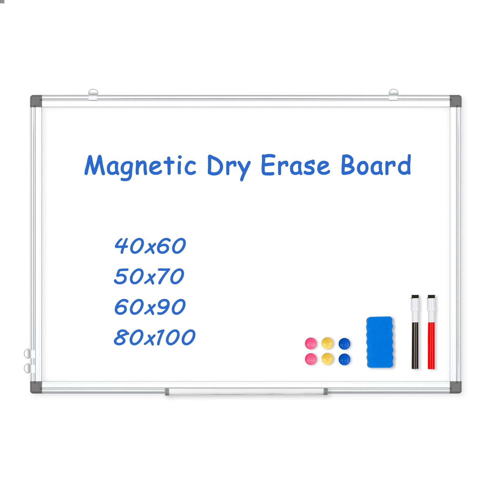 AMUSIGHT Back to School Magnetic Whiteboard Dry Erase for Wall, 88x118 cm White Board with Aluminum Frame for Office, Home and School, 2 Markers, 1 Pen Tray, 8 Magnets — image 1