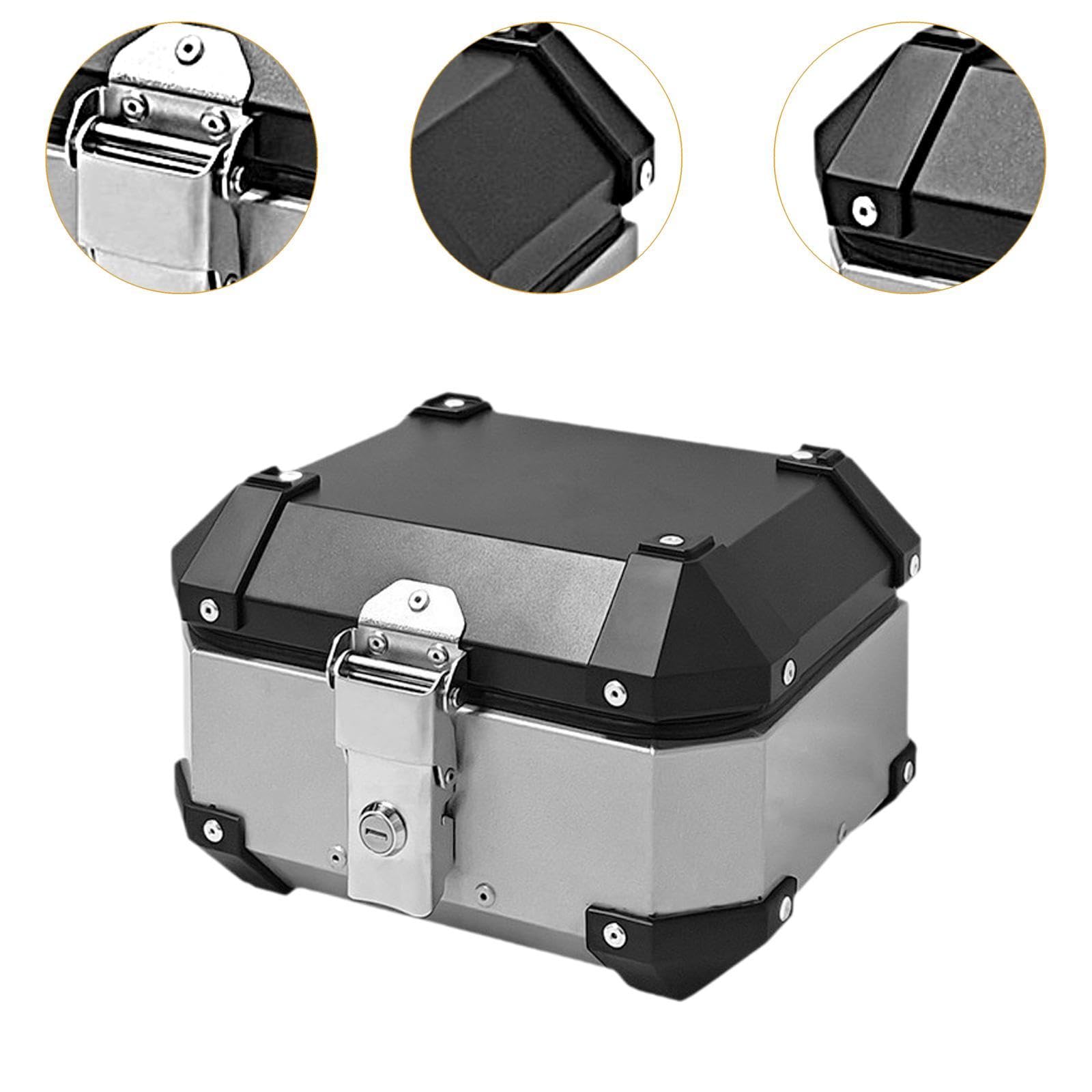 Baúl de Motocicleta Maleta Impermeable Capacidad 10L Instalación Rápida Antirrobo Adecuado para Transporte Diario Viajes Scooters, Plata