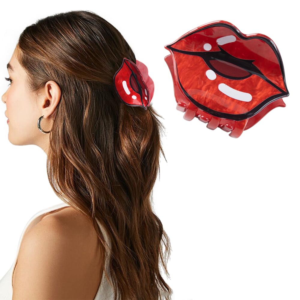 Amazon.com : Red Lip Hair Claw Clips for Women Valentine Hair Clip