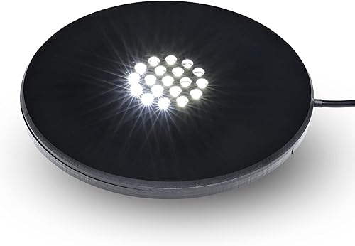 Base de soporte de luz blanca de 19 LED, pedestal de exhibición circular iluminada para arte de cristal 3D, base de luz LED y soporte de exhibición