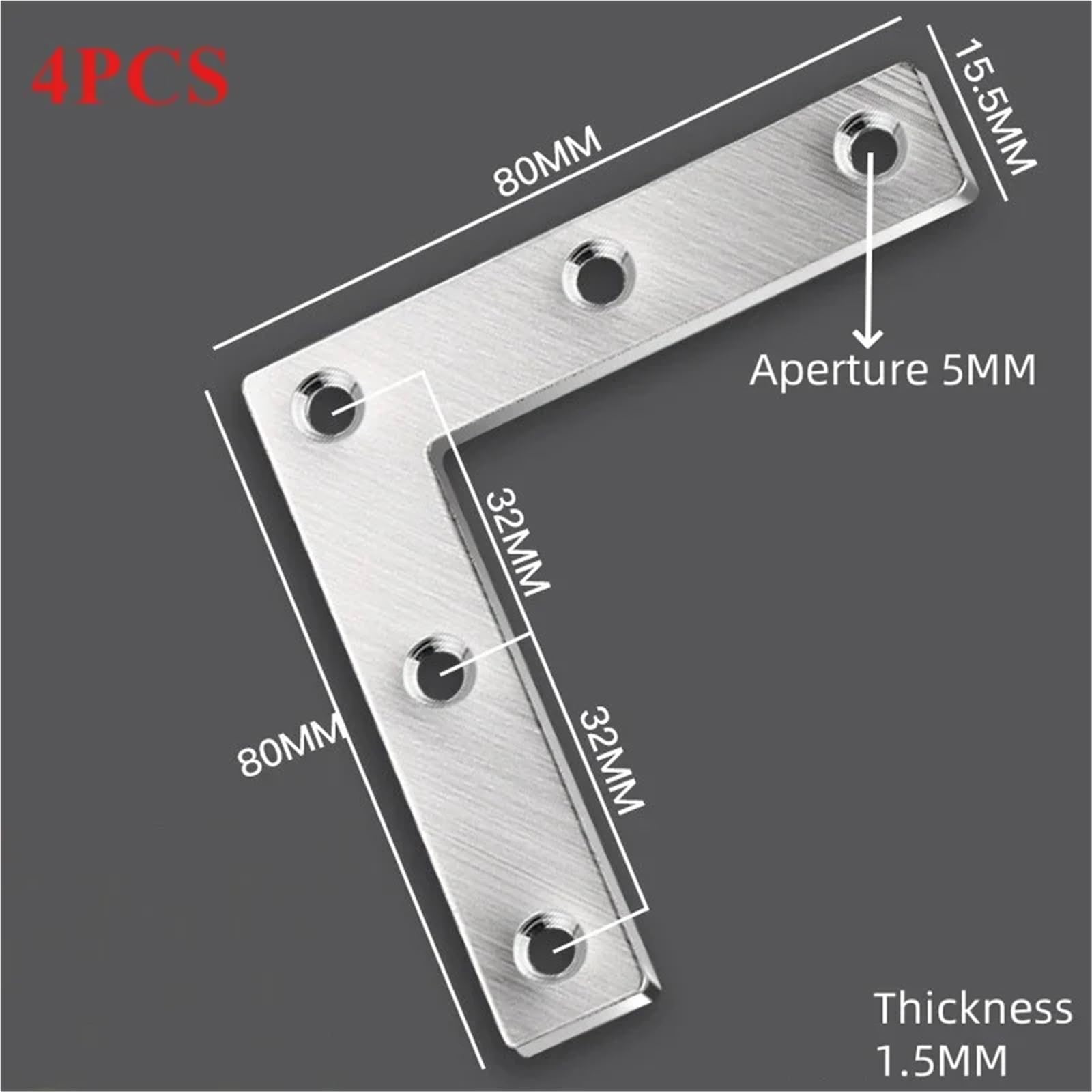 Escuadras Metalicas Conector de placa capa empalme tablero madera hierro angular código esquina muebles acero inoxidable engrosado(L80X80-1.5-4PCS)