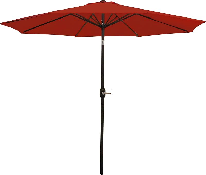 Sunnydaze Sombrilla para patio al aire libre con inclinación y manivela, naranja quemado, 9 pies | Poste de aluminio con recubrimiento en polvo, resistente al viento y a la intemperie, paraguas grande con ventilación para exteriores para patio o pileta, paraguas de mesa para mercado