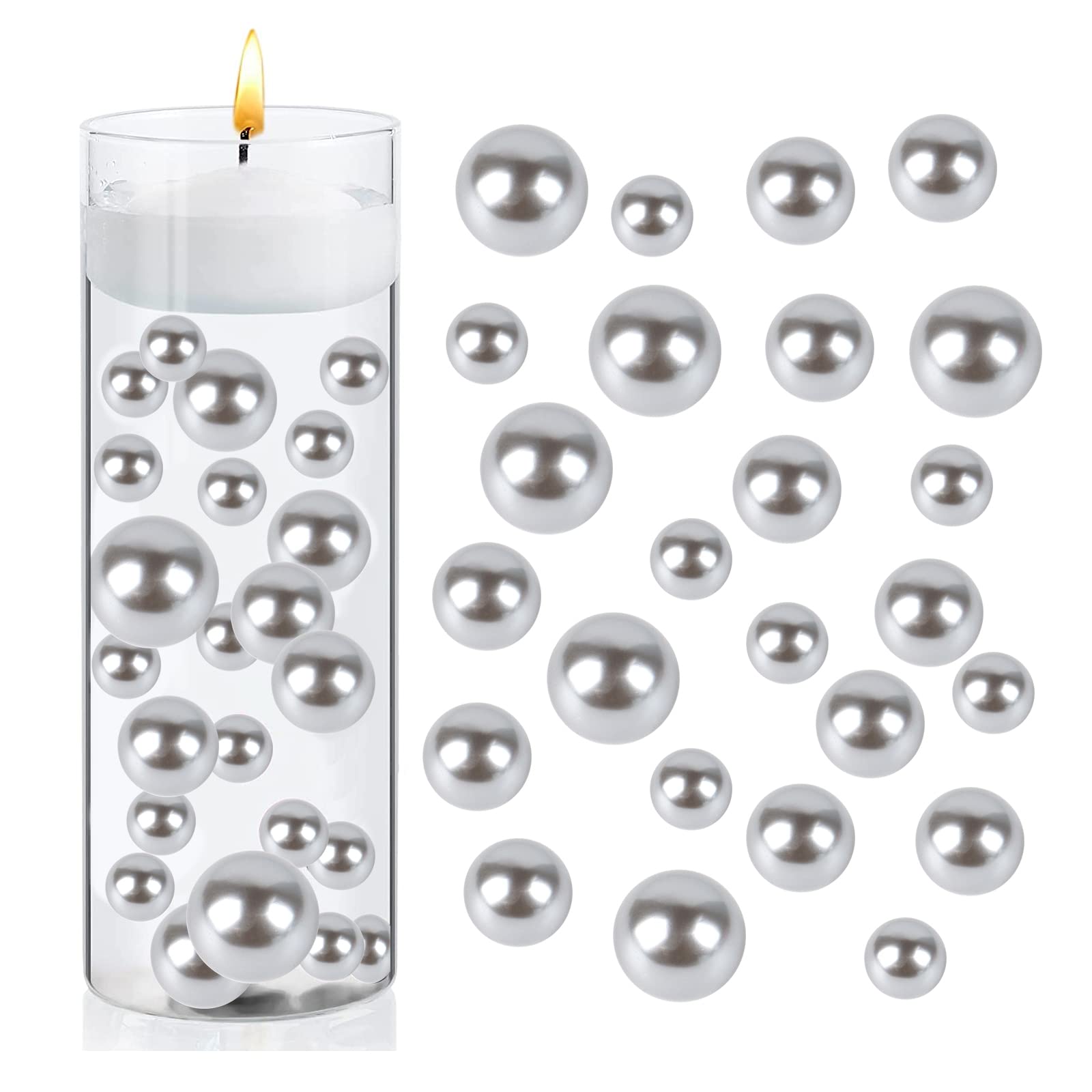 TYEQWT Schwimmende Perlen 150 Stück - Vasenfüller Ohne Loch In 8/14/20mm, Cremeweiß Für DIY Deko