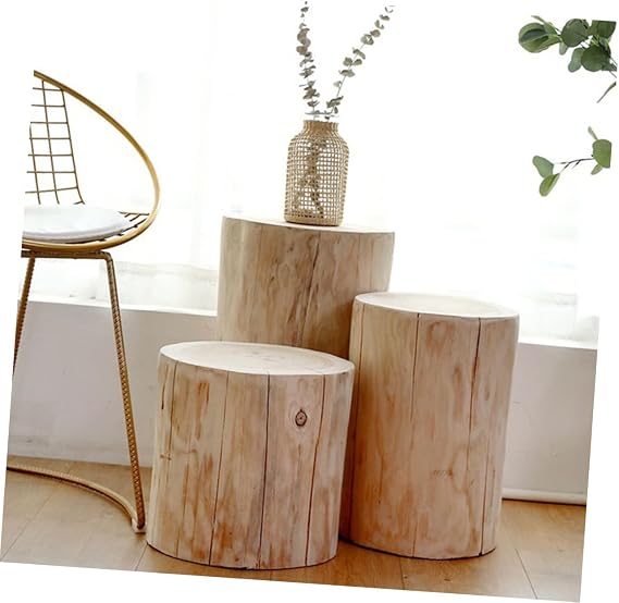 Wooden Stool for Decorative Use Sturdy Small Craft Stool Versatile Bedside Table Rustic Design for Height