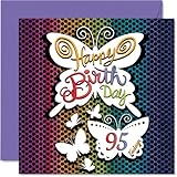Geburtstagskarte zum 95. Geburtstag für Frauen – Regenbogen-Schmetterling – Happy Birthday Karte für 95 Jahre alte Frau, Oma, Oma, Tante, 145 mm Geburtstagsgrußkarten
