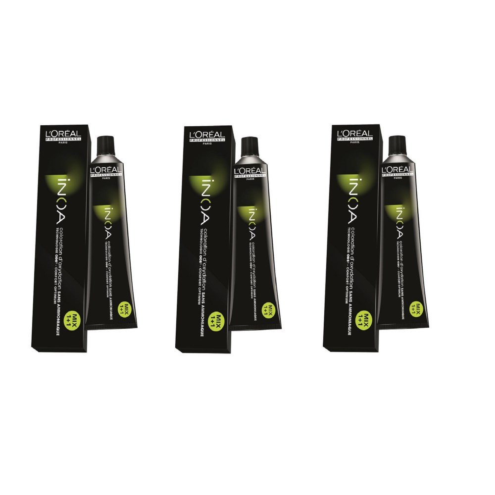 3er Set: Loreal Inoa Haarfarben 60 ml Tube 2 schwarzbraun