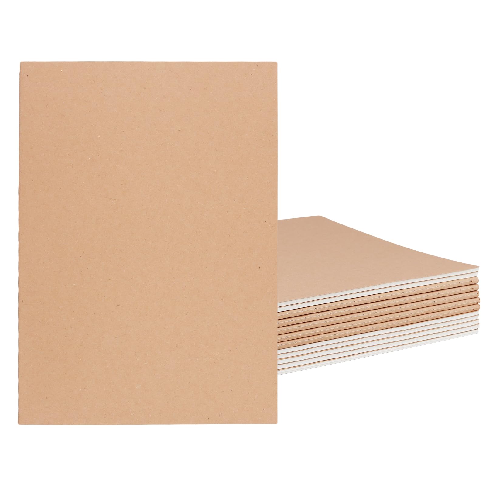 LEXININ 12 Pack A4 Blank Brown Notebooks, 36 Sheets/72 Pages 80GSM Kraft Paper Cover Plain Sketchbook for Writing, Drawing, Sketching