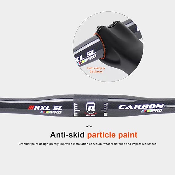 Comfort Mountain Bike Handlebars MTB Carbon Handlebar Riser Bar 31.8mm 76cm