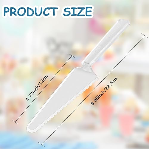 Miniatura 2 de 50 piezas desechables para tartas, espátula de plástico de 9 pulgadas, utensilios de servir pasteles dentados, cortador de pizza de plástico para