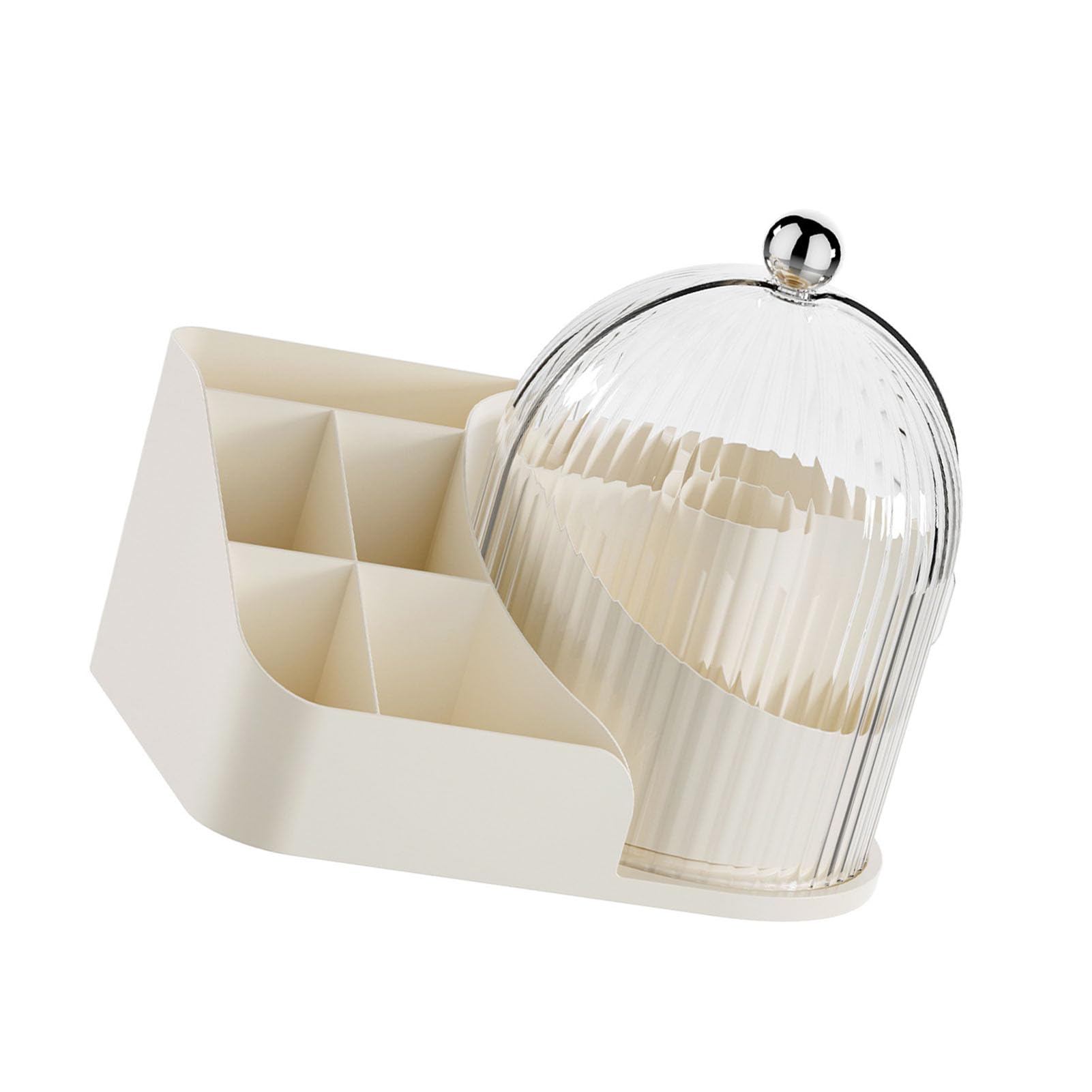 Organizador de escritorio con soporte para brochas de maquillaje con tapa giratoria para almacenamiento de tocador y cuidado de la piel