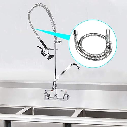 Miniatura 7 de KWODE Kit de repuesto de manguera de rociador de preenjuague para grifo de fregadero de cocina comercial, 44 pulgadas de longitud, piezas de