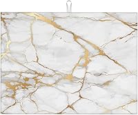 Vista 19 de Tapete de secado de platos de mármol blanco dorado para encimera de cocina, absorbente de 16 x 18 pulgadas, placa de microfibra de vidrio