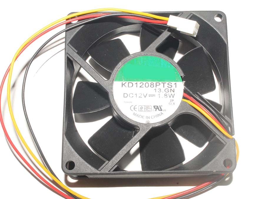 Ventilador KD1208PTS1 de 80 mm y 12V con 3 cables para refrigeración interna de PC