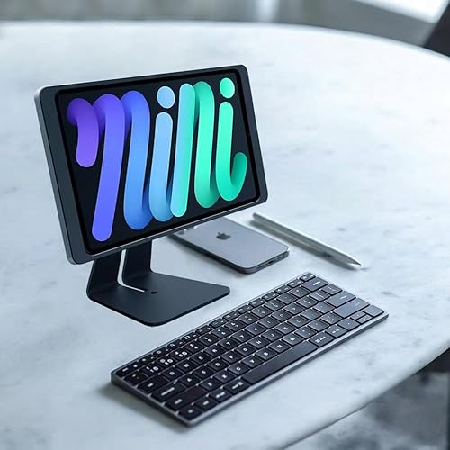 Miniatura 6 de Soporte magnético en el escritorio con funda de carga A6 para iPad mini (A17 Pro, A15 Bionic) de 8.3 pulgadas, forma clásica de L, base de metal