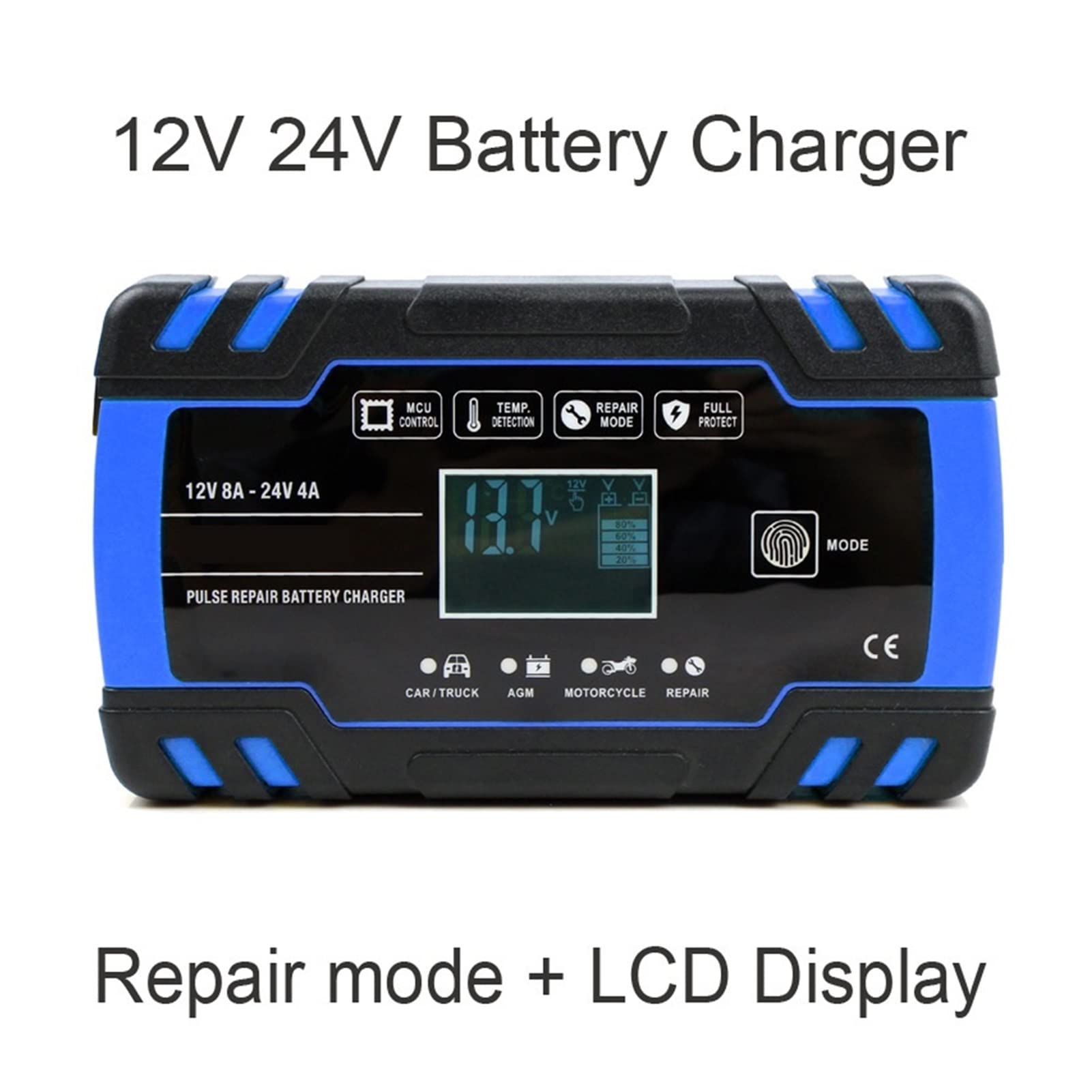 Ładowarka do akumulatorów samochodowych Ładowarka samochodowa 12/2 4V 8a. Naprawa impulsów dotykowych ekranu LCD Szybka ładowanie w mokro suchy kwas ołowiowy cyfrowy LCD (Color : 2)