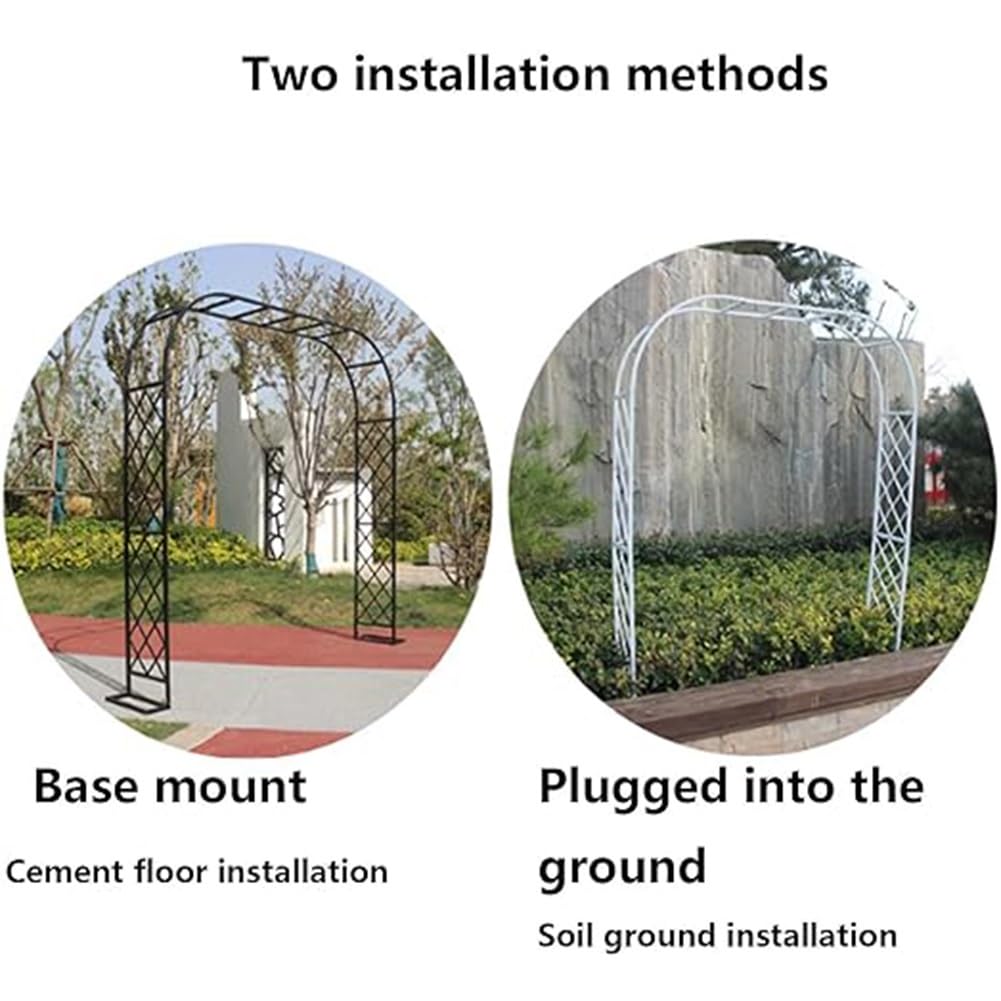 Zewnętrzny metalowy łuk ogrodowy - ocynkowana czarna altana pergola do roślin pnących, dekoracja ślubna i imprezowa, 300 x 40 x 230 cm, stylowa i solidna konstrukcja