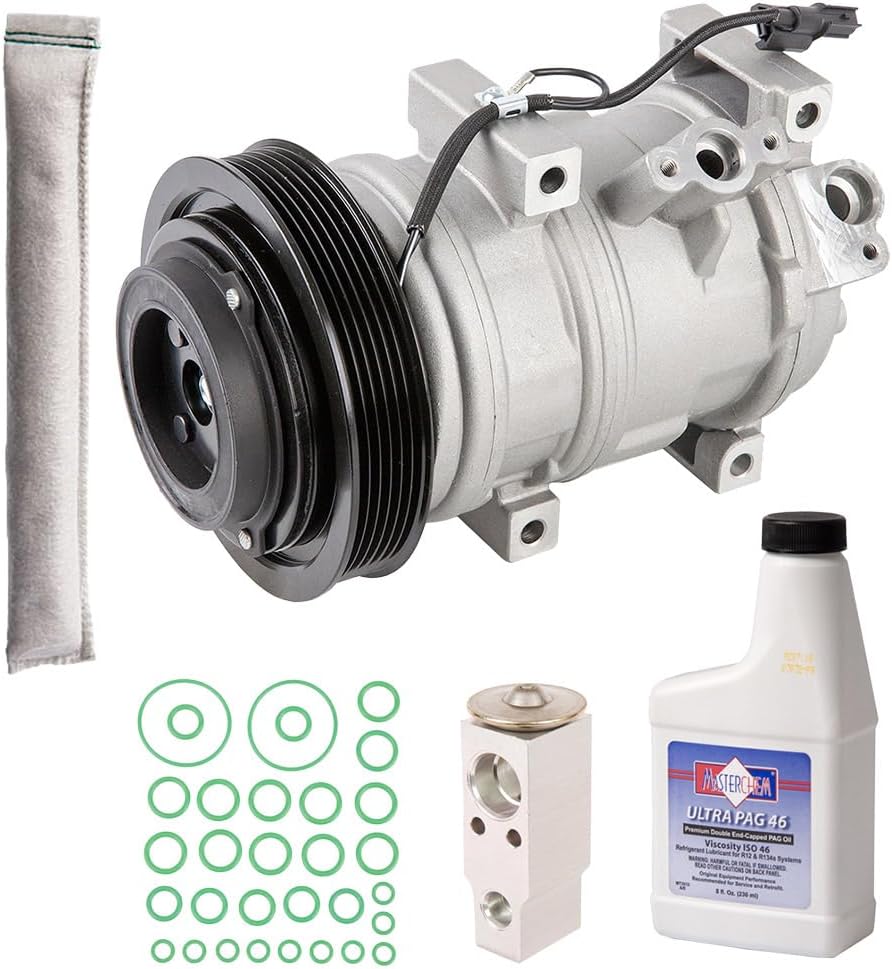 AC Compressor & A/C Kit For Honda Pilot Ridgeline Acura MDX - Includes Drier Filter, Expansion Valve, PAG Oil & O-Rings - BuyAutoParts 60-81512RK NEW